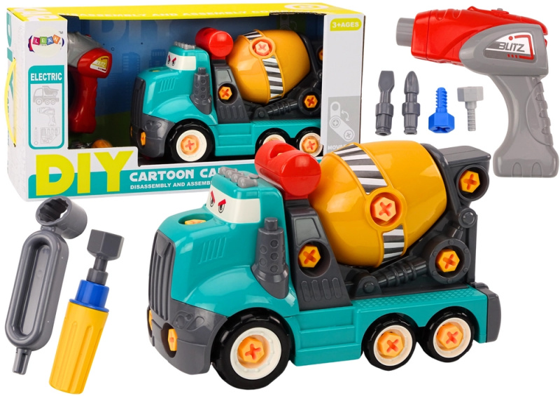 Beton Truck Cartoon Turnable DIY Tyrkysová