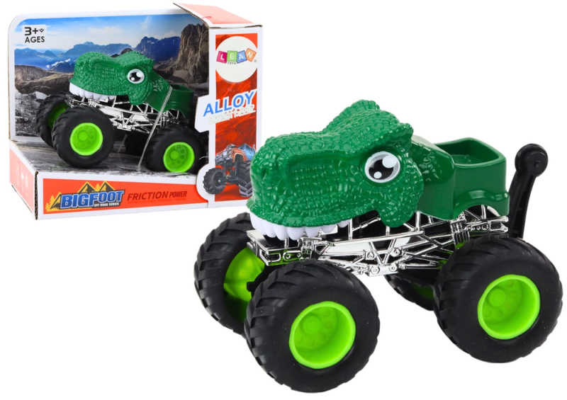 Lean Toys Dinosauří terénní auto s velkými gumovými koly, zelené