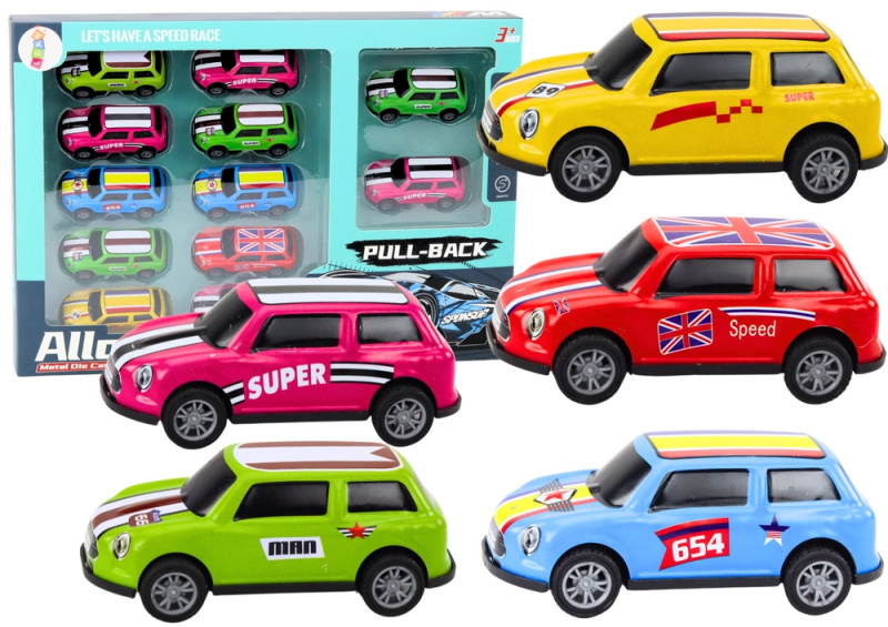 Lean Toys Sada autíček, pružiny, pohon barevné 12 kusů