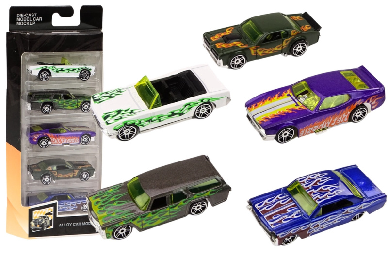 Lean Toys Sada pružin automobilů kovové 5 ks 1:64