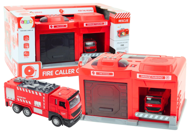 LEAN Toys Garáž Základna Hasičská stanice Truck Vysílačka Světla Zvuky 1:32