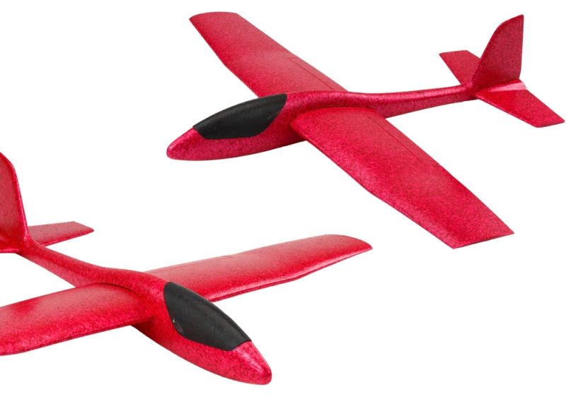 Velký lehký kluzák z pěnového polystyrenu červený 68 cm