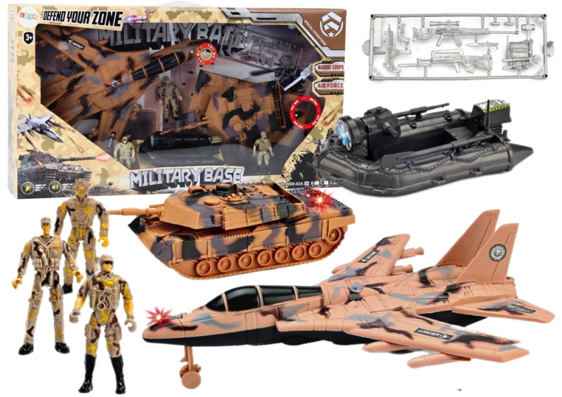 Lean Toys Vojenská sada Vojenský tank Jet vojáci Zvuková světla