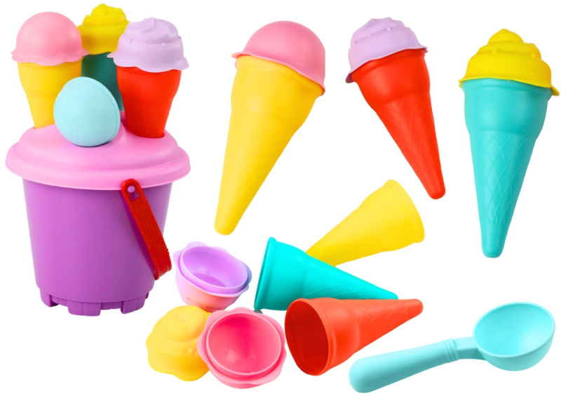 Lean Toys Sada na zmrzlinu Sand Set Ice Cream Bucket Spatula Pink 6 ks.