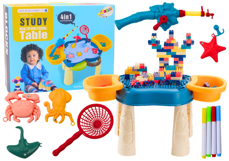 Multifunkční stolek 4v1 modrý