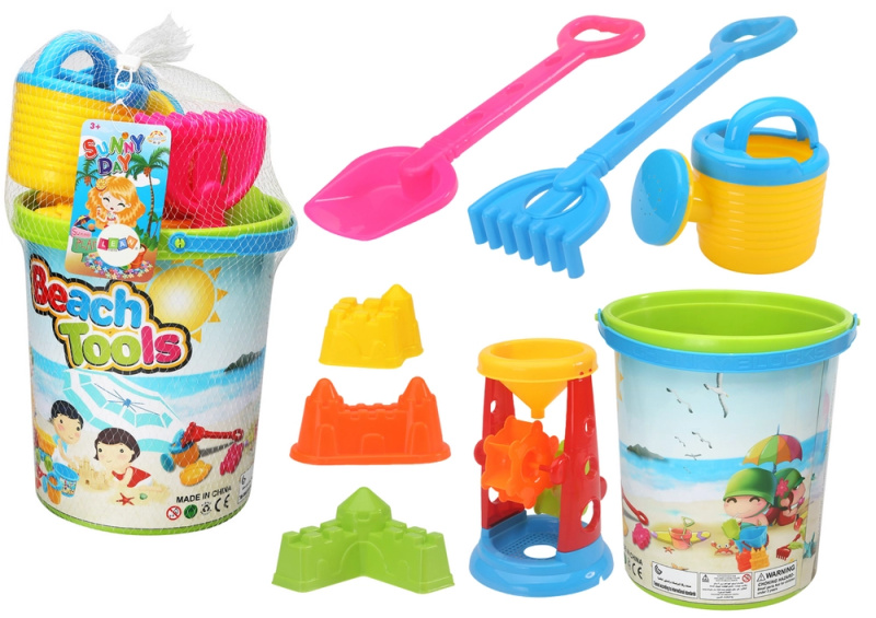 Lean Toys Sada kyblík mlýnek konev barevné formičky