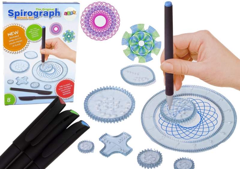 Geometrická sada Spirograf Kruhy Pera Modelovací hlína 28 El