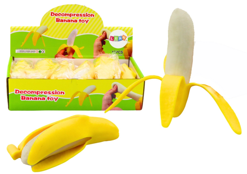 LEAN Toys Banán Squishy s kůží Natahovací guma žlutá