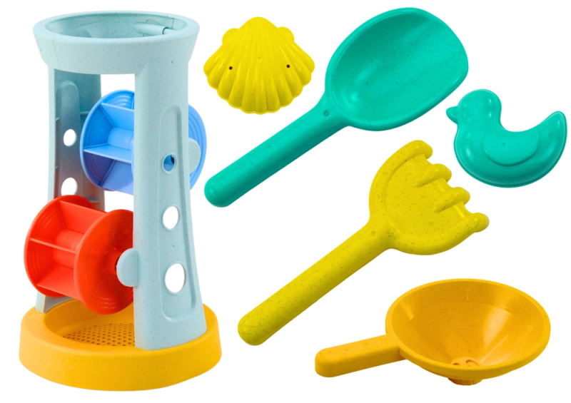 Lean Toys Sada hraček na písek Mlýnek Hrábě Lopata Formy