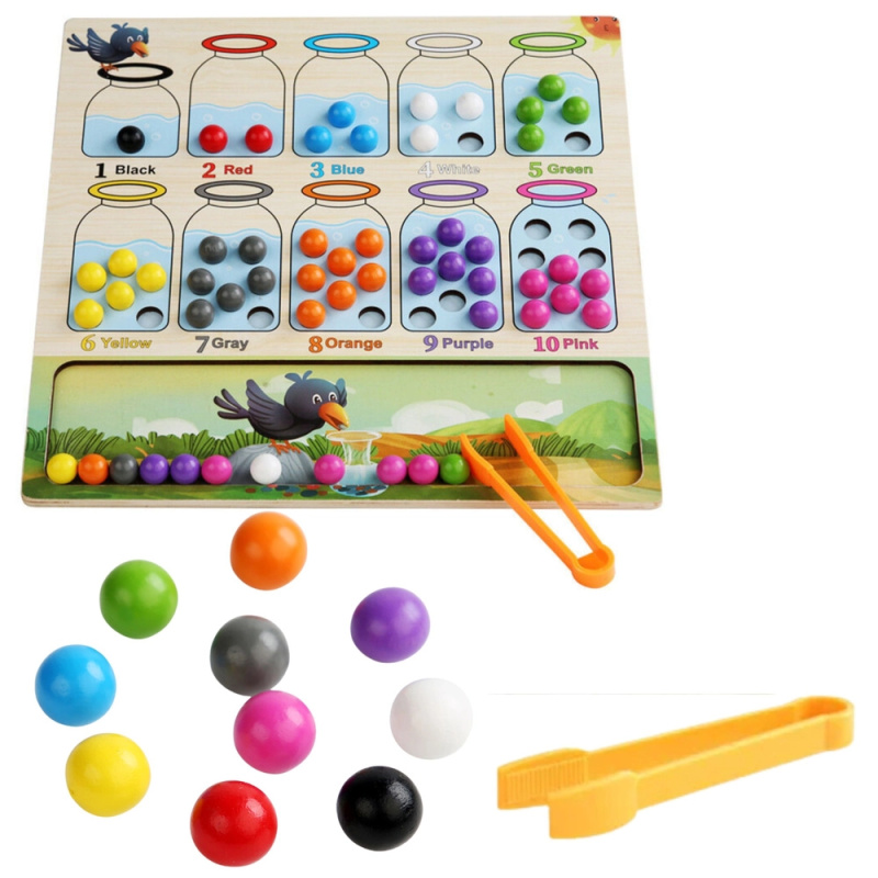 Dřevěná vzdělávací hra – třídicí sorter s barevnými kuličkami
