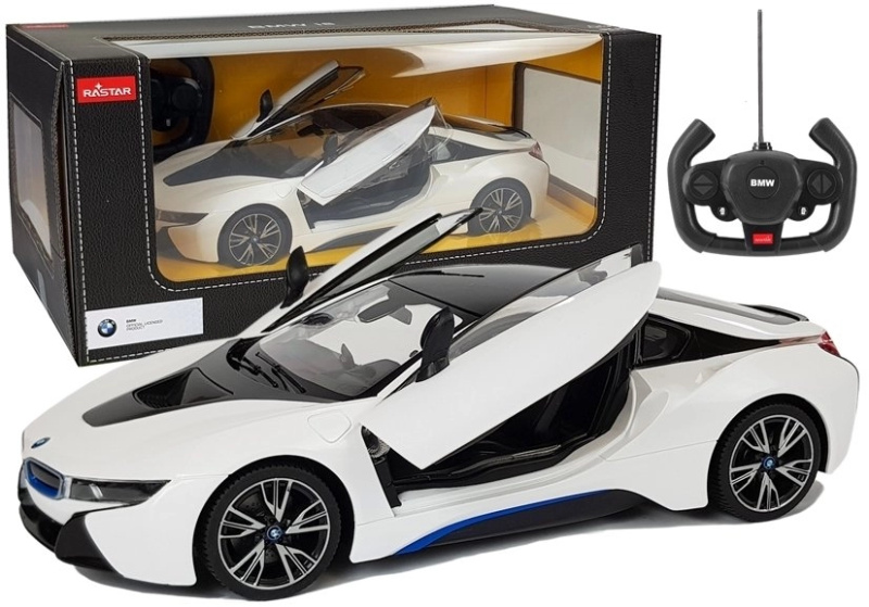 Auto R/C BMW i8 Rastar 1:14 Bílé automatické dveře