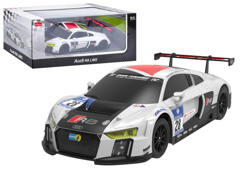 R/C 1:24 Dálkově ovládaný sportovní vůz AUDI R8 LMS Černobílý
