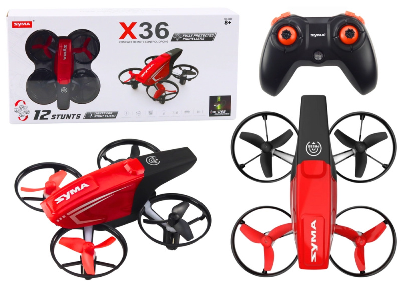 SYMA X36 Dálkově ovládaný RC dron červený