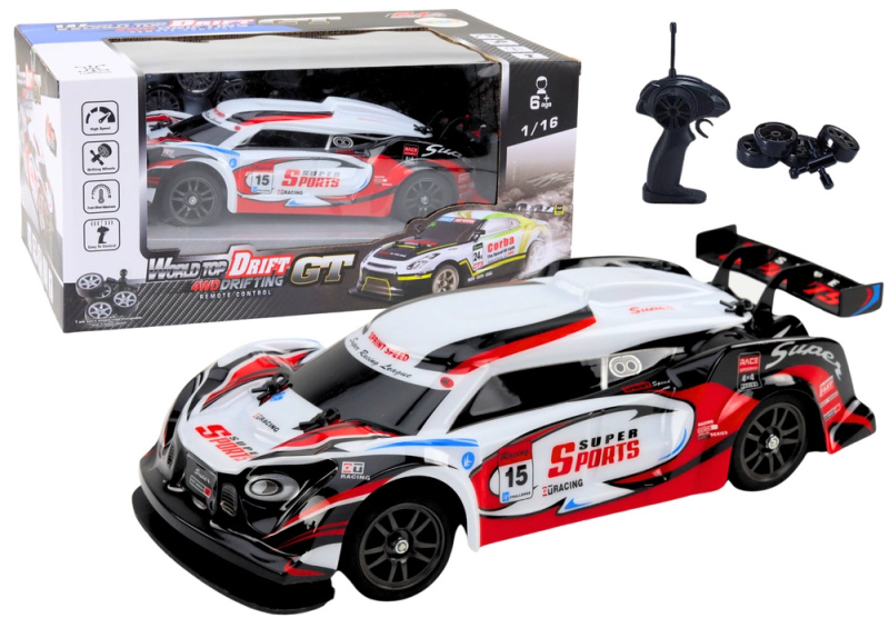 Auto RC s výměnnými koly bílo-červené
