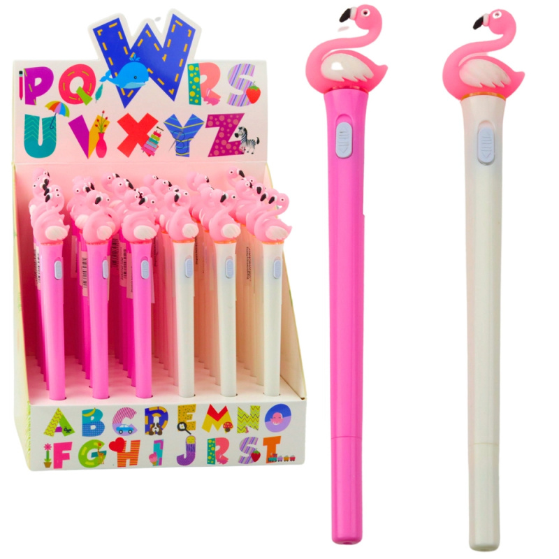Svítící Flamingo Růžové Pero Modrý Inkoust 0,7mm