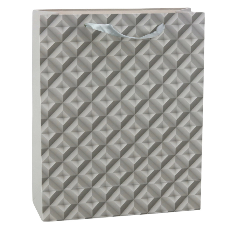 Dárková taška s efektem 3D geometrie šedá