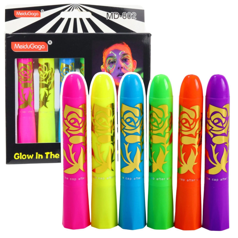Neonová sada na malování obličeje UV fluorescenční markery 6 ks