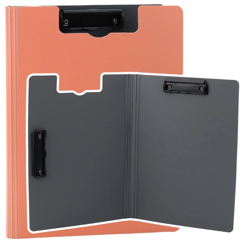 Růžová deska s obalem a dvěma klipy A4