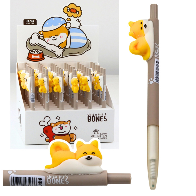 Gelové pero s figurkou psa Shiba modrý inkoust 0.5mm