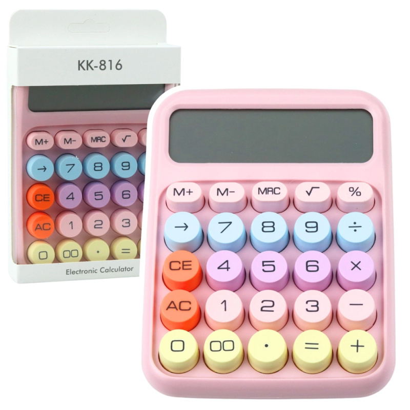 Růžová bateriová kalkulačka pro kancelář a školu