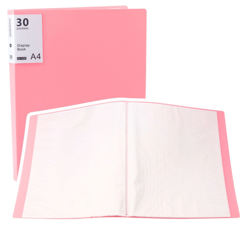 Prezentační desky A4 s 30 kapsami, růžové