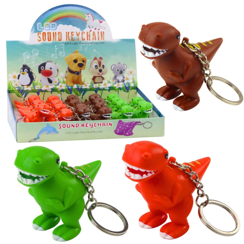 Přívěsek na klíče dinosaurus s LED světlem a zvukem