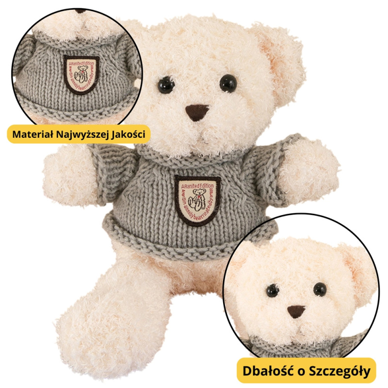 Plyšový medvídek v šedém svetru 26 cm