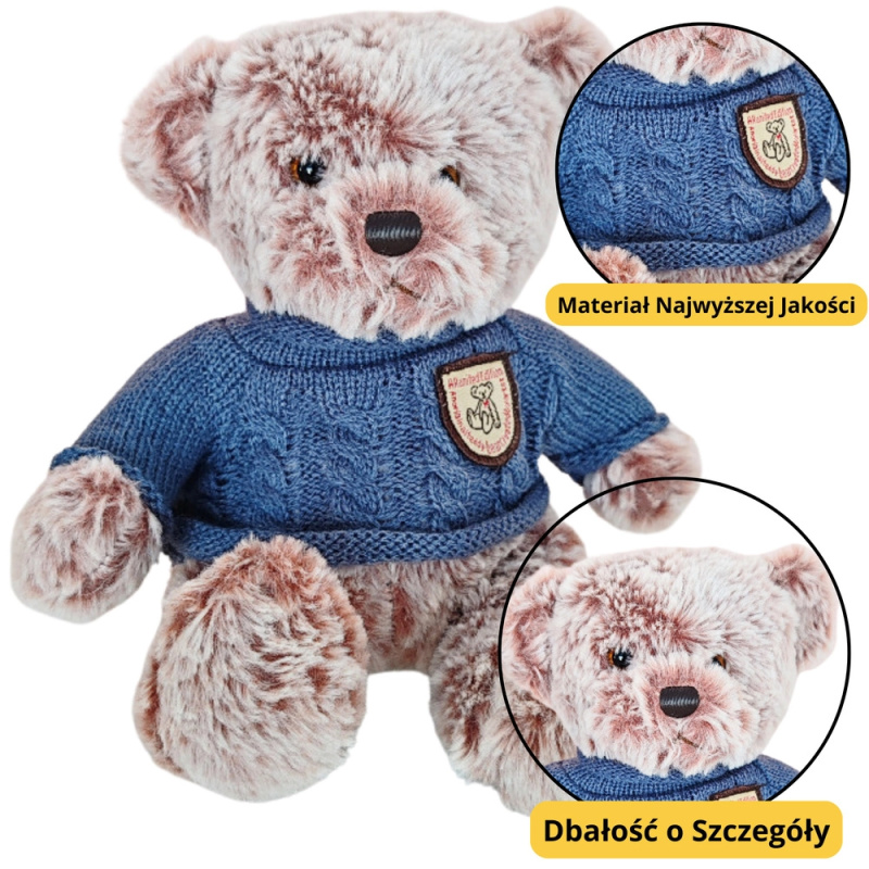 Plyšový Medvídek v Modrém Svetru 21cm