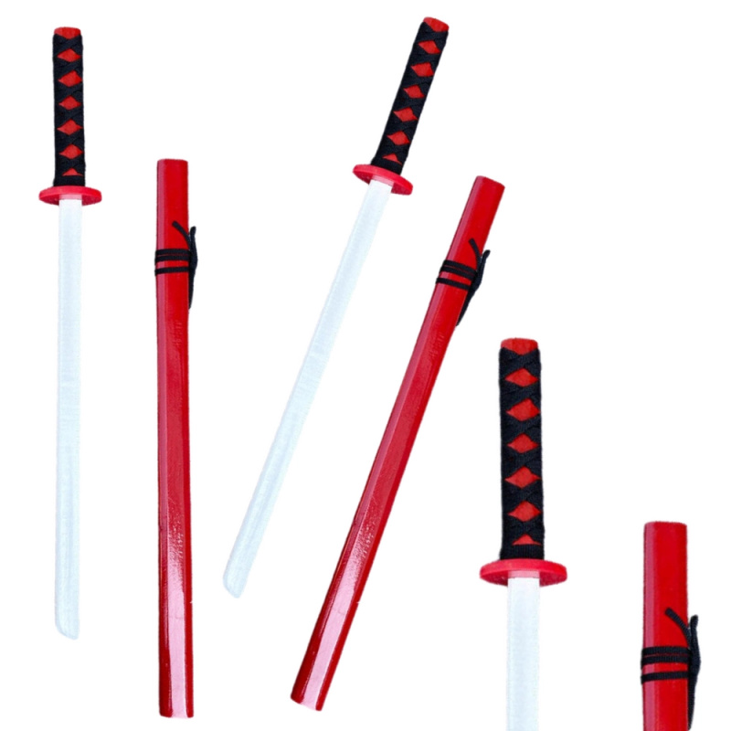 Dřevěná cvičná katana červená 70 cm