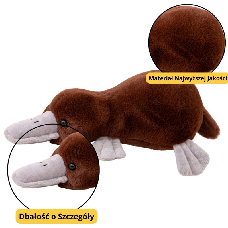 Hnědá plyšová hračka ptakopysk 32 cm