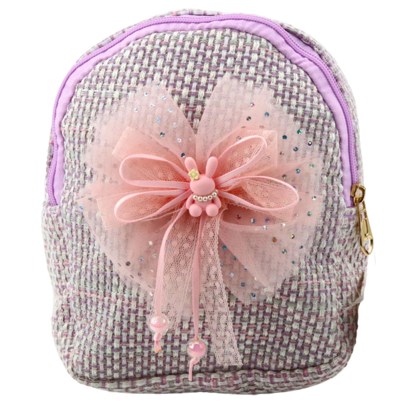 Dětský batůžek s mašlí a králíčkem fialový 21 cm 2L