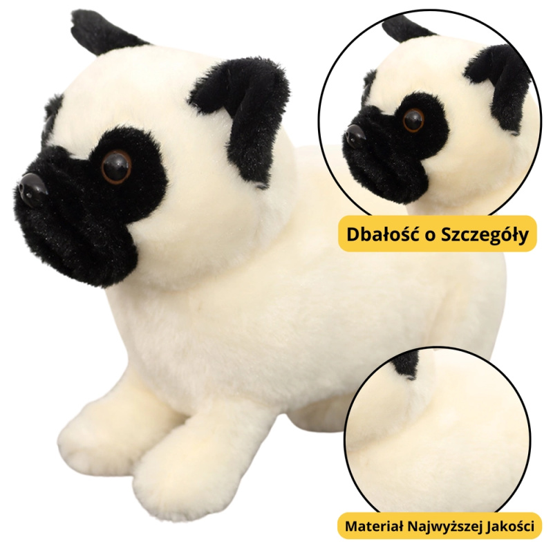 Plyšový mops bílý 19 cm