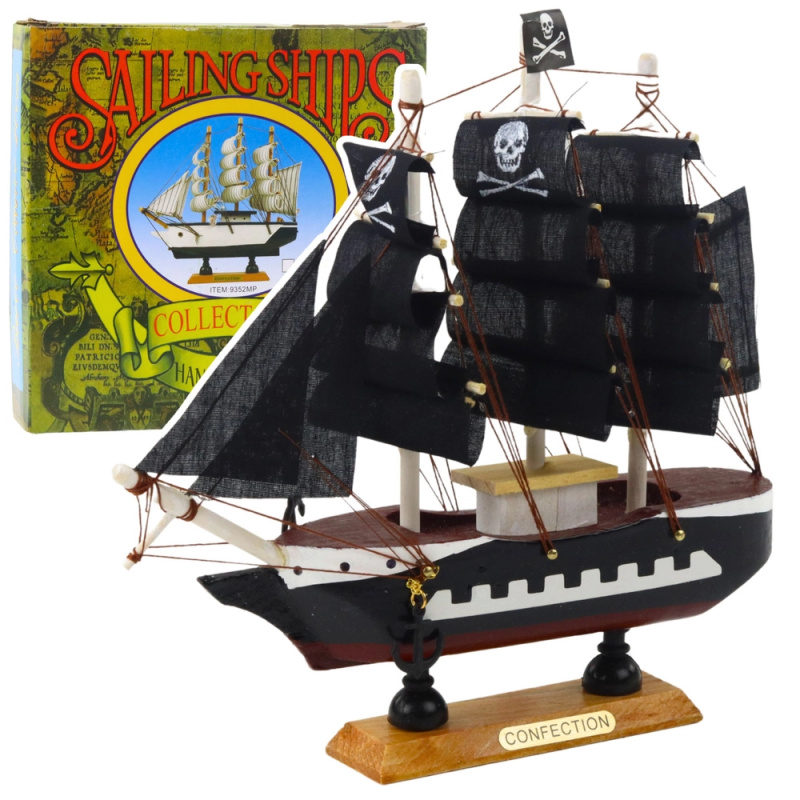 Model dekorativního pirátského plachetnice Černá 20x20cm