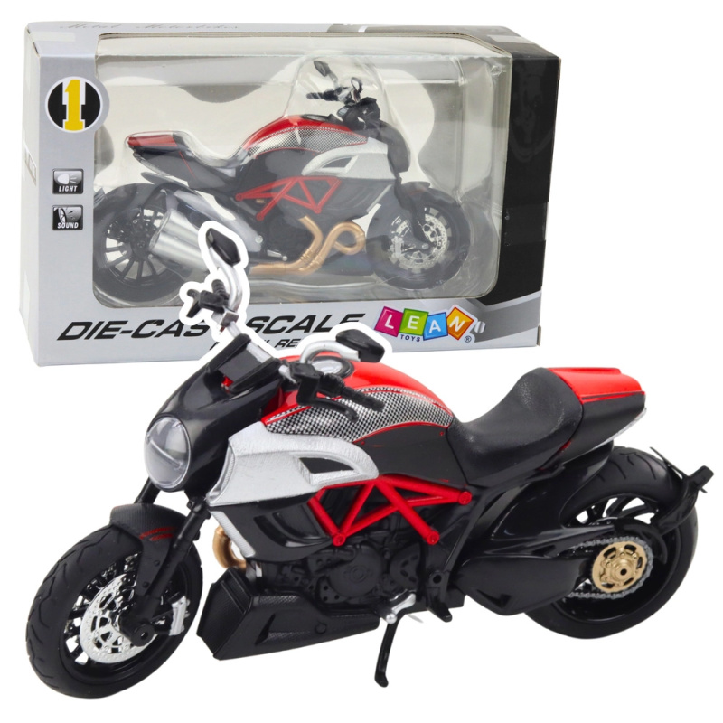 Sportovní kovový motocykl se světly a zvuky