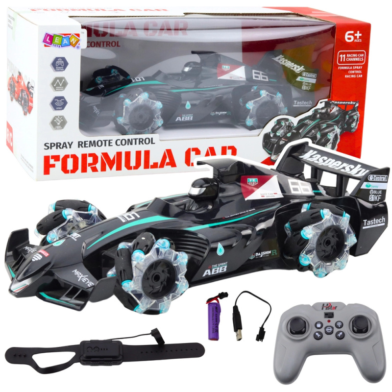 Závodní auto RC s efektem kouře a LED osvětlením černé