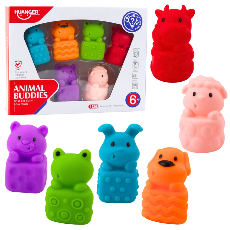 měkké gumové kostky a zvířátka do koupele, sada 6 ks