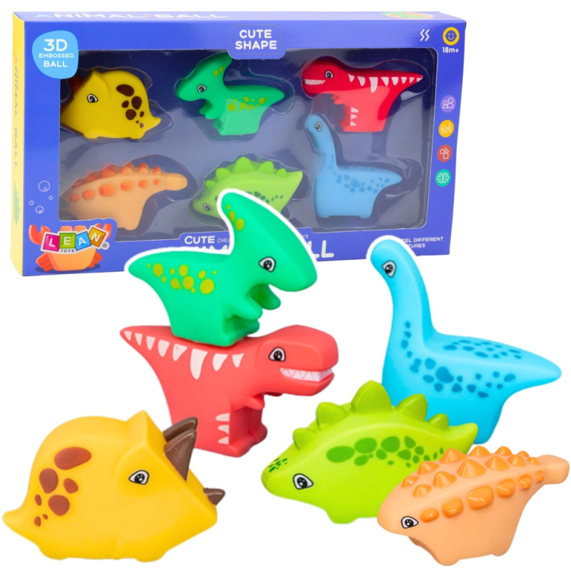Sada gumových hraček do koupele Dino World 6 ks