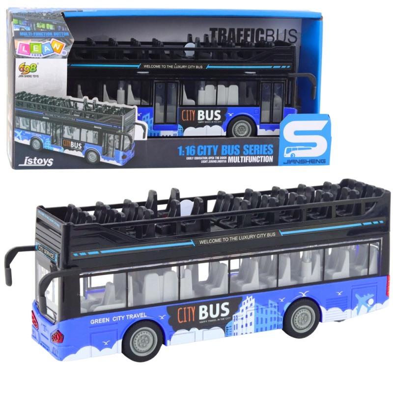 Patrový městský autobus 1:16 s pohonem, světly a zvuky – modrý