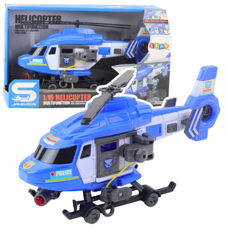Policejní helikoptéra 1:16 se světly, zvuky a hákem s nosítky