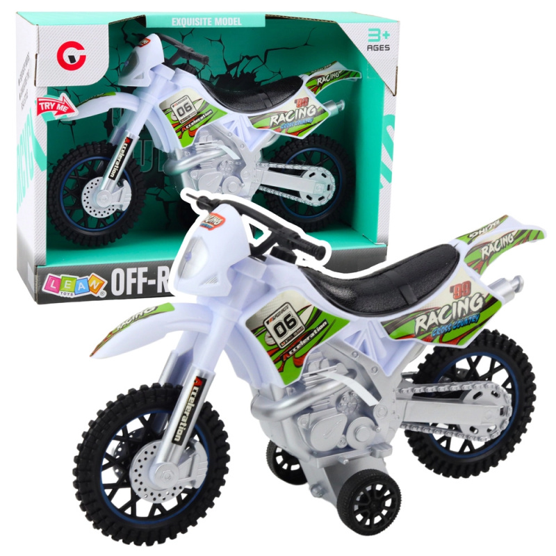 Motorcrossový bílý off-road se světelnými a zvukovými efekty