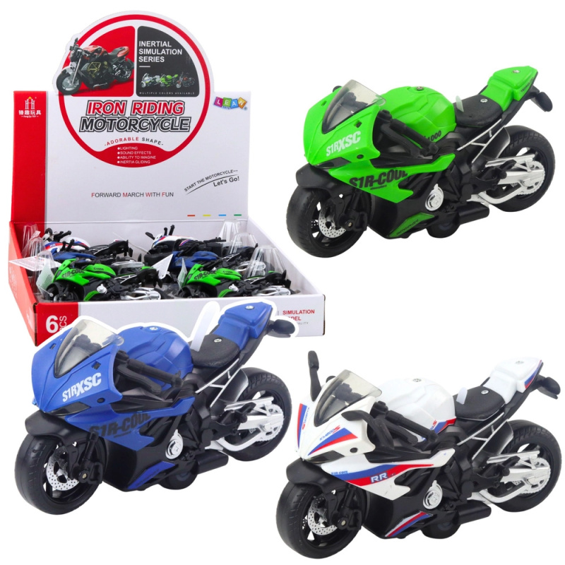 Sportovní závodní motocykl se setrvačníkem, světly a zvuky