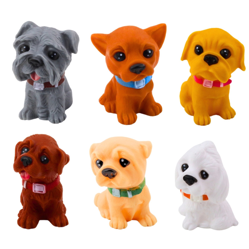 Sada roztomilých figurinek štěňátek, gumové, 6 ks