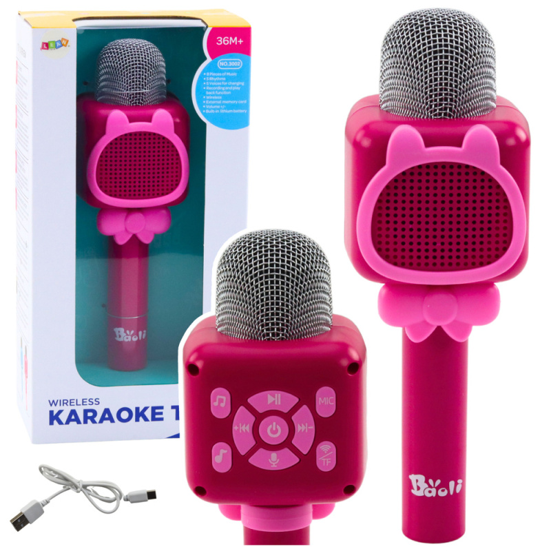Bezdrátový karaoke mikrofon Bluetooth růžový