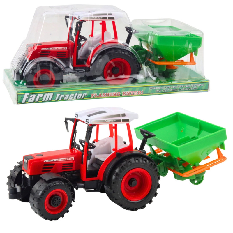 Dětský traktor se secím strojem – červený set pro farmářskou hru