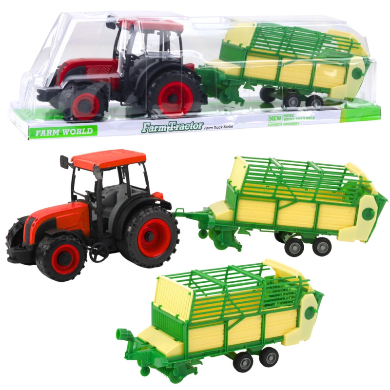 Dětský traktor s přívěsem, červený 50 cm