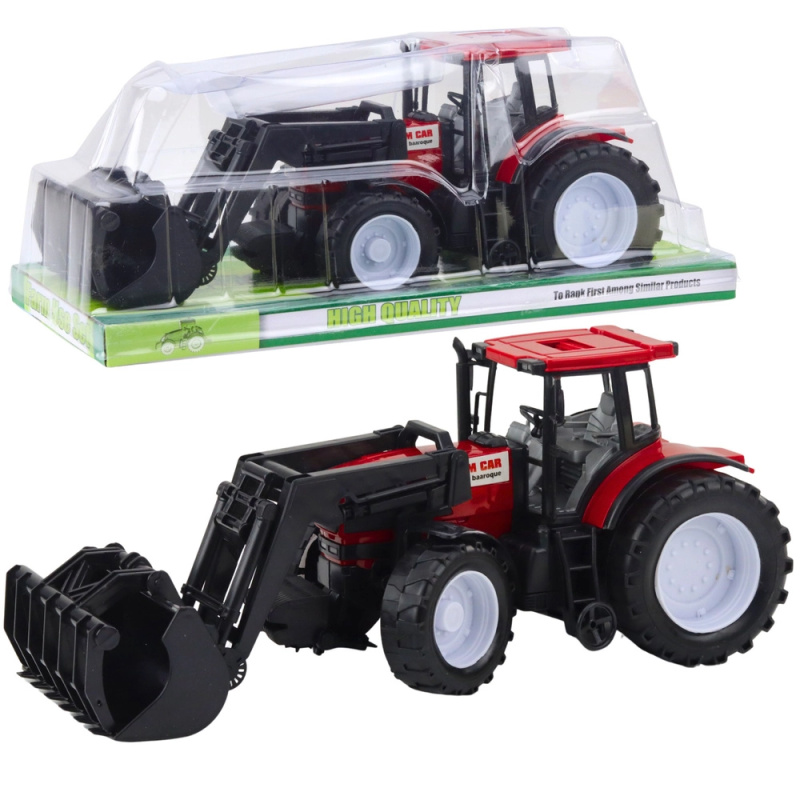 Traktor pro děti s přední lžící, červený