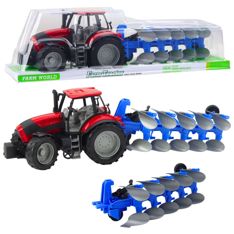 Traktor s pluhem červený 50 cm