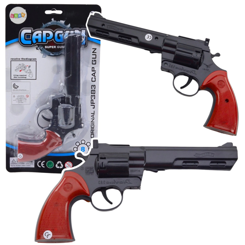 Dětský revolver na kapsle zvuk černý