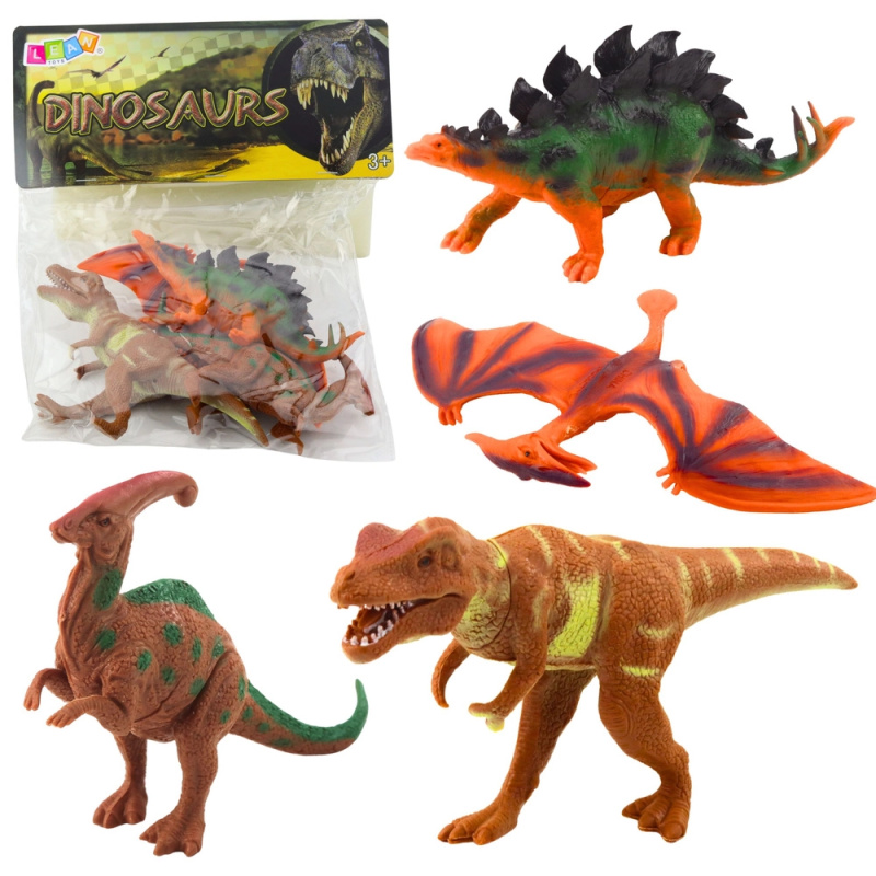 Sada figurek dinosaurů T‑Rex, Pteranodon, Stegosaurus a Parasaurolophus – 4 kusy