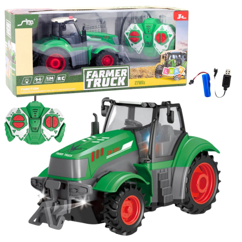 Zelený zdalně ovládaný traktor 1:24